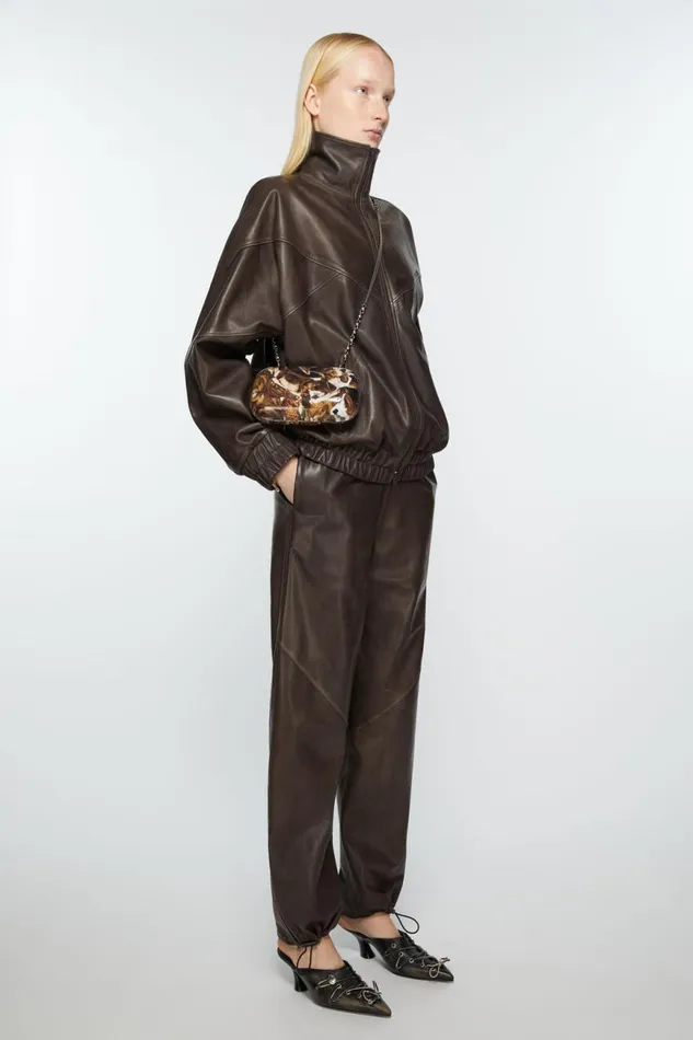 Women Print Clutch Bag Cognac Brown Multi Acne Studios Bags