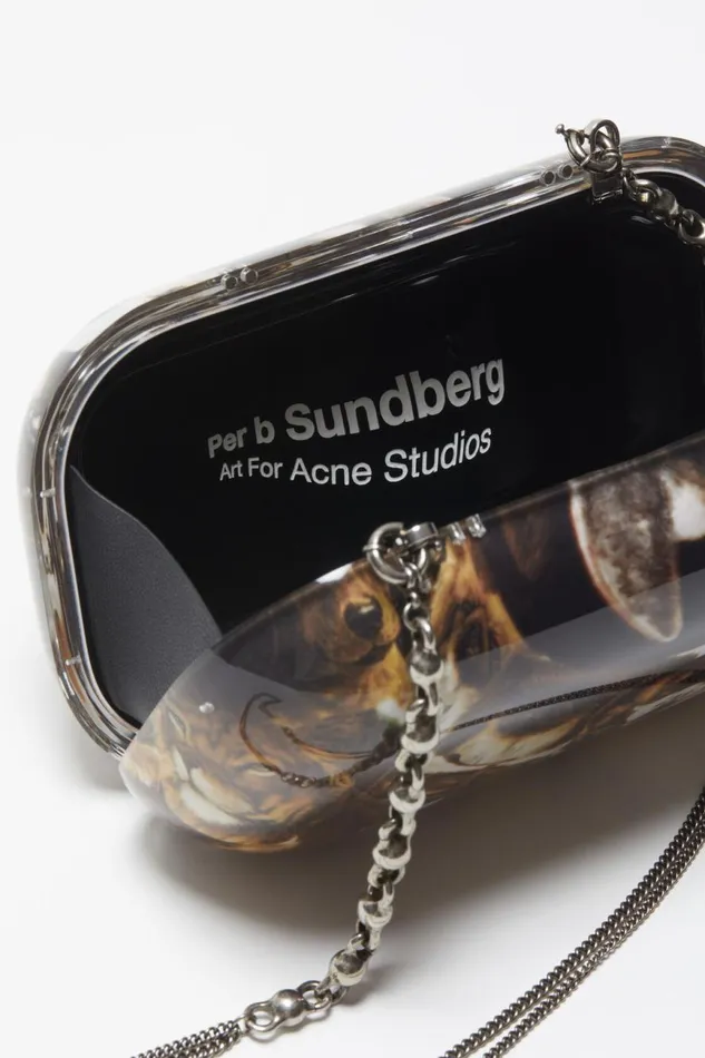 Women Print Clutch Bag Cognac Brown Multi Acne Studios Bags
