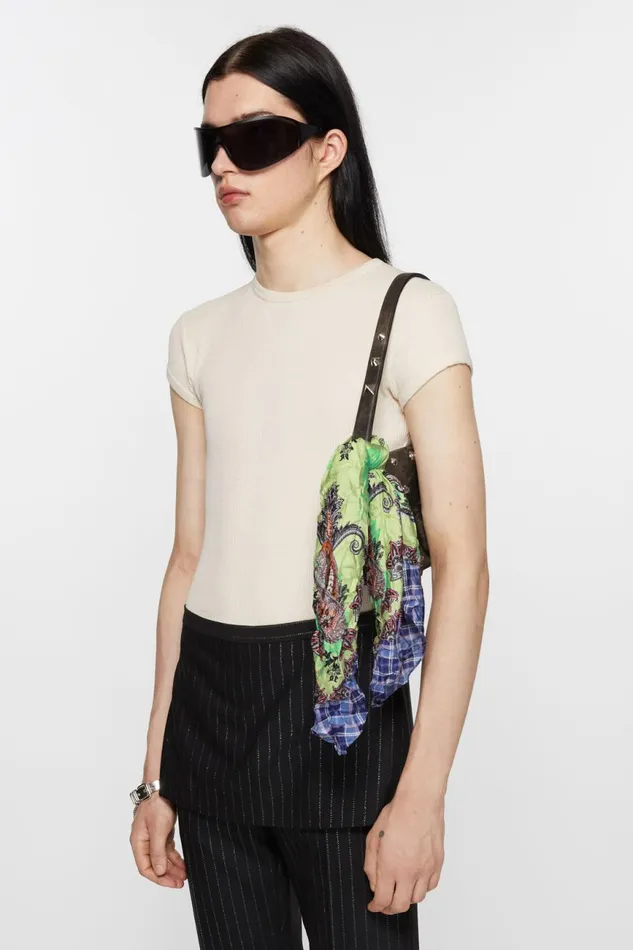 Women Print Silk Scarf Greenblue Acne Studios Scarves