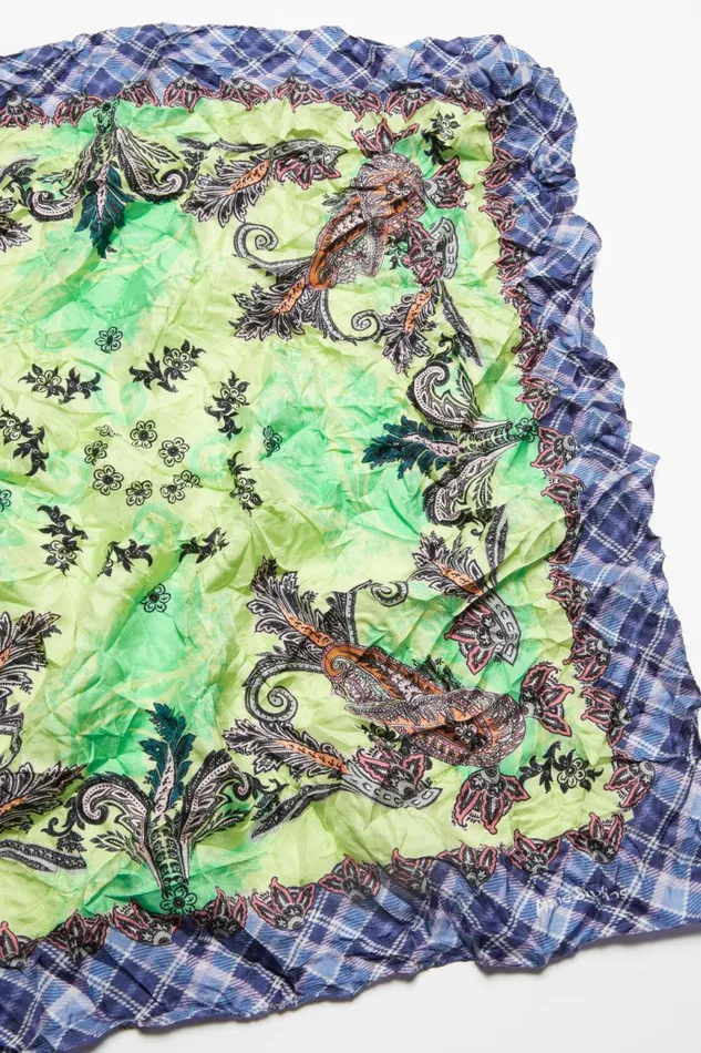 Women Print Silk Scarf Greenblue Acne Studios Scarves