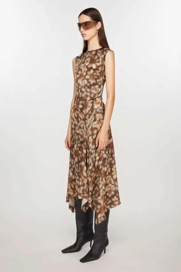 Women Print Sleeveless Dress Brown Acne Studios Dresses