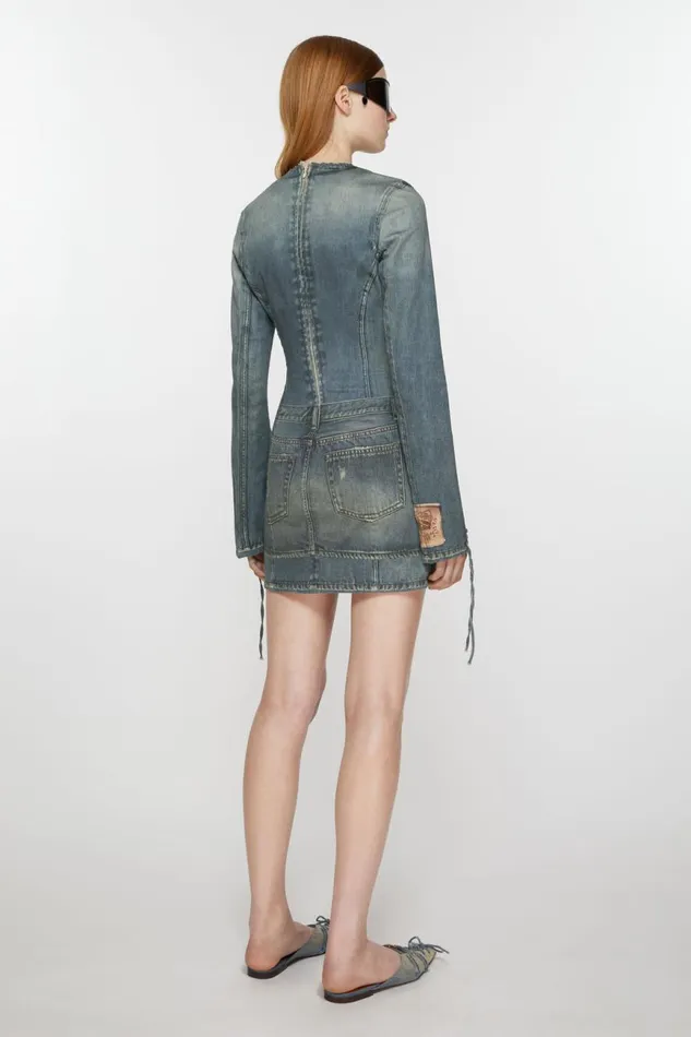 Women Printed Dress Mid Blue Acne Studios Dresses