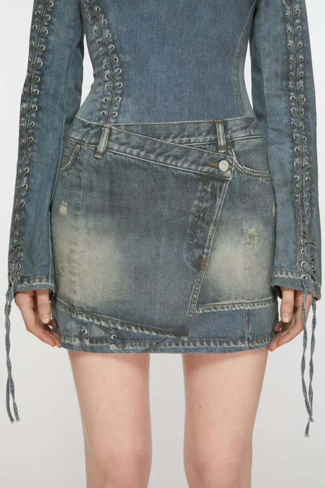 Women Printed Dress Mid Blue Acne Studios Dresses