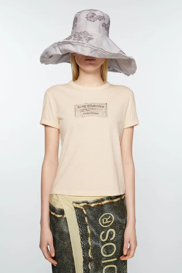 Women Printed Tshirt 8211 Fitted Fit Light Orange Acne Studios Tshirts