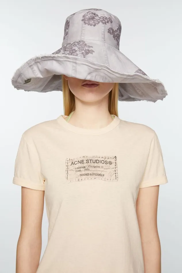 Women Printed Tshirt 8211 Fitted Fit Light Orange Acne Studios Tshirts