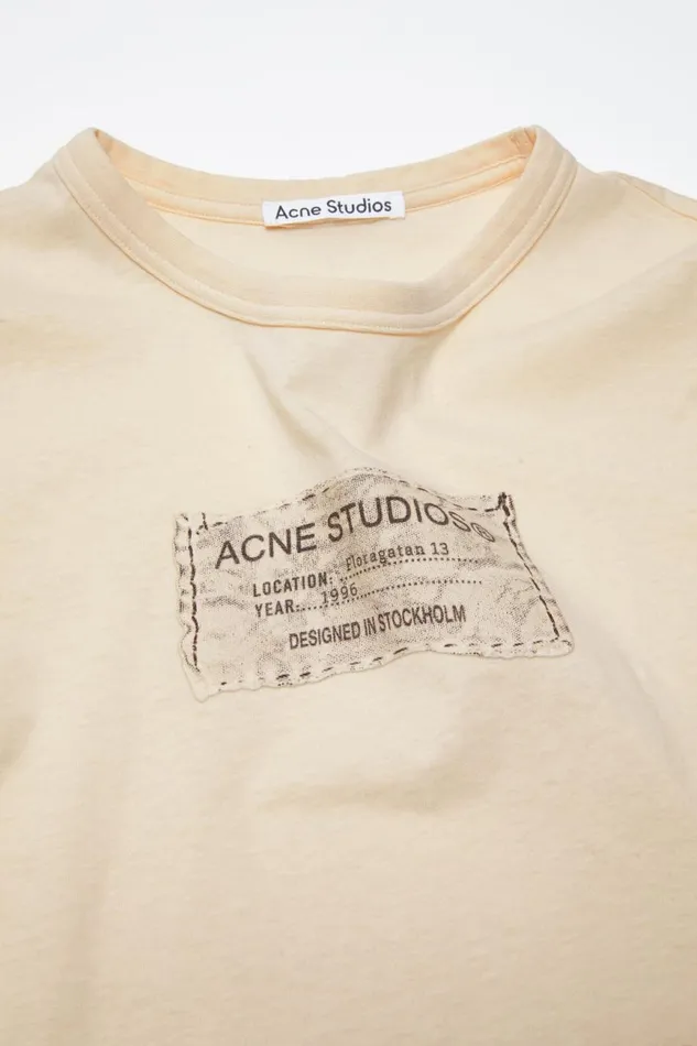 Women Printed Tshirt 8211 Fitted Fit Light Orange Acne Studios Tshirts