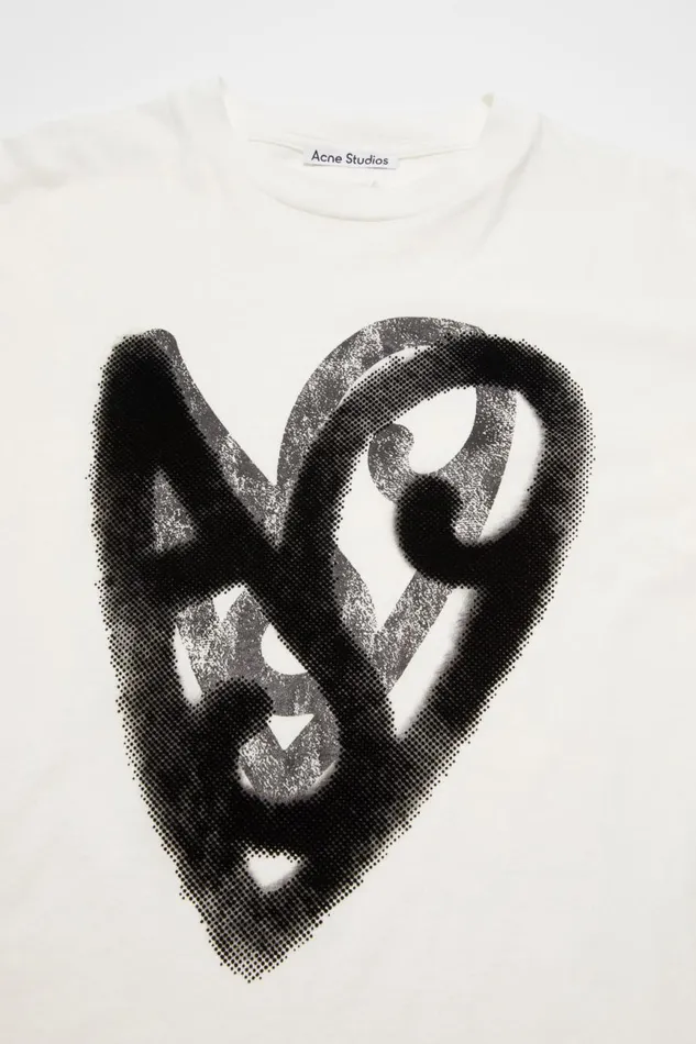 Women Printed Tshirt Optic White Acne Studios Tshirts