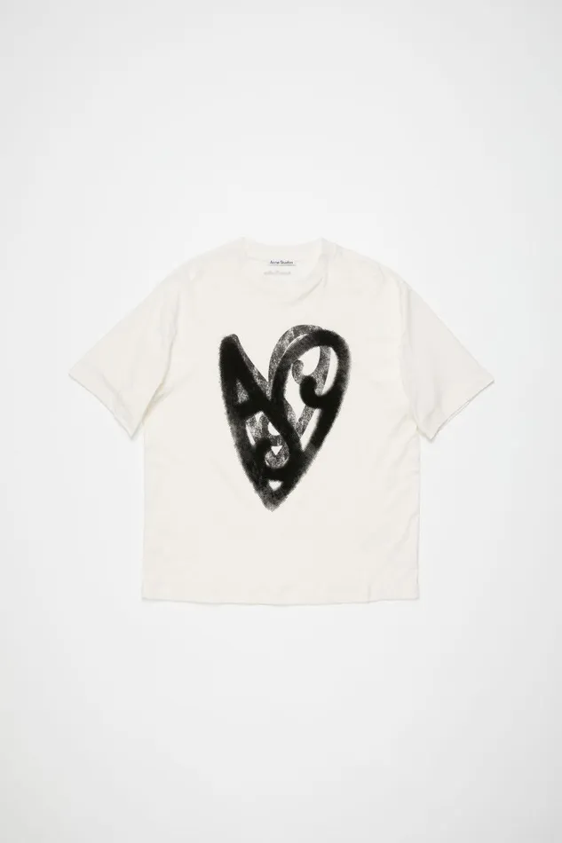 Women Printed Tshirt Optic White Acne Studios Tshirts