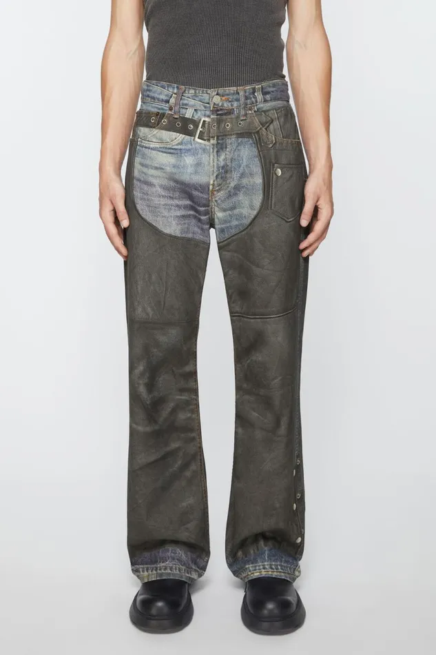 Women Printed Trousers Blueblack Acne Studios Jeans