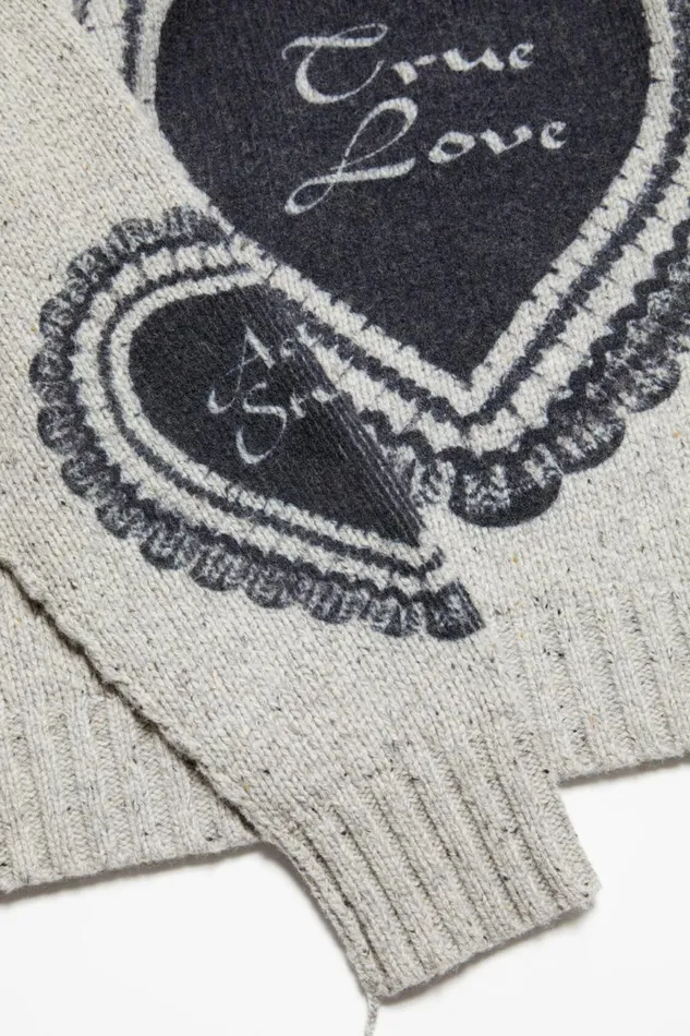 Women Printed Wool Blend Jumper Light Grey Acne Studios Knitwear