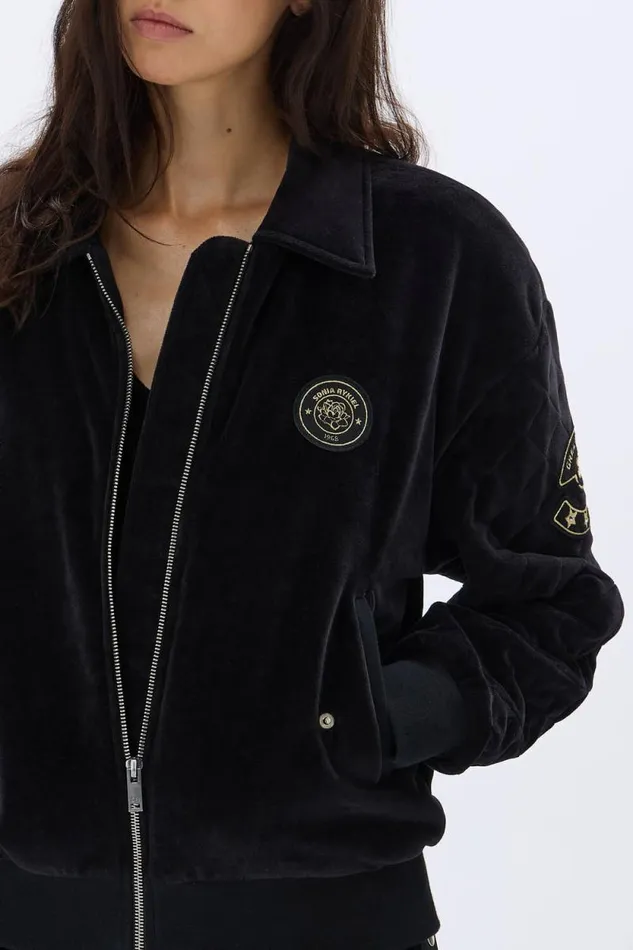 Women Quilted Velvet Bomber Jacket Black Black Sonia Rykiel Jackets