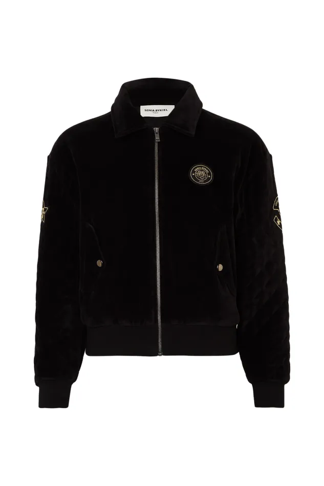 Women Quilted Velvet Bomber Jacket Black Black Sonia Rykiel Jackets