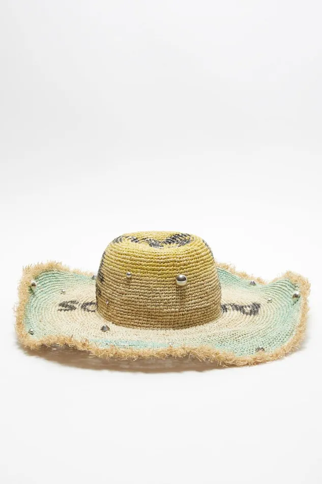 Women Raffia Wide Brim Hat Straw Yellow Acne Studios Hats