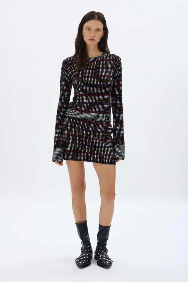 Women Rhinestone Striped Skirt Multico Multi Sonia Rykiel Skirts