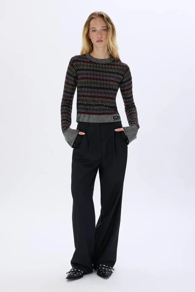 Women Rhinestone Striped Sweater Multico Multi Sonia Rykiel Sweaters