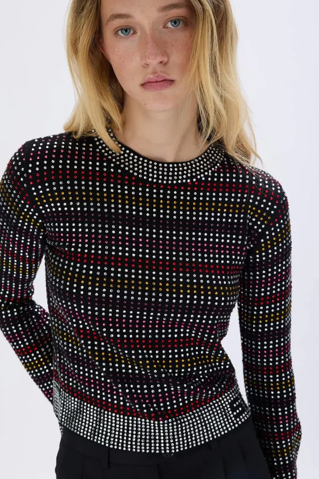 Women Rhinestone Striped Sweater Multico Multi Sonia Rykiel Sweaters