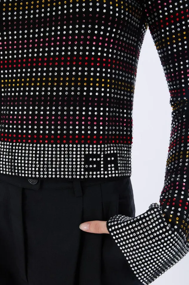 Women Rhinestone Striped Sweater Multico Multi Sonia Rykiel Sweaters