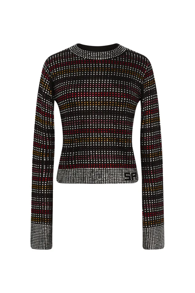 Women Rhinestone Striped Sweater Multico Multi Sonia Rykiel Sweaters