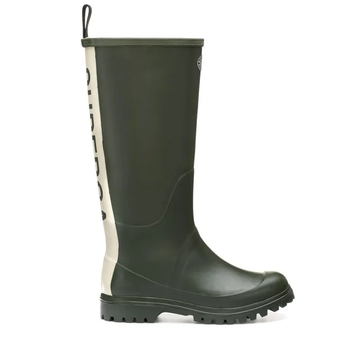 Women Rubber Boots Unisex 799 RUBBER BOOTS LETTERING High Cut GREEN SHERWOOD Superga Gumboots