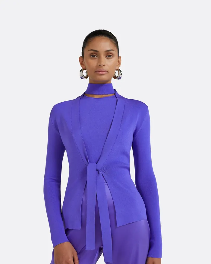 Women Safiyaa Mani Anemone Blue Knit Cardigan Anemone Blue Jackets and Coats