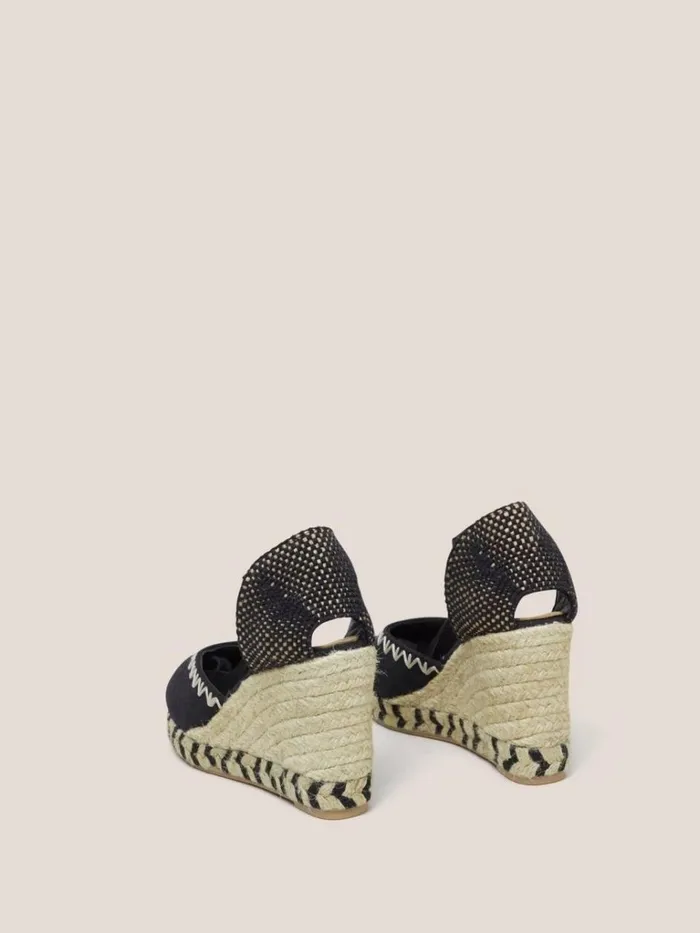 Women SANDALS White Stuff Embroidered Wedge Espadrille Pure Black Women SANDALS White Stuff Embroidered Wedge Espadrille Pure Black