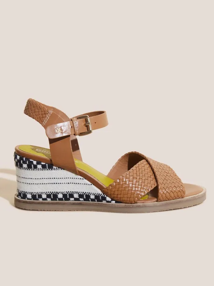 Women SANDALS White Stuff Leather Wedge Woven Sandal Mid Tan Women SANDALS White Stuff Leather Wedge Woven Sandal Mid Tan