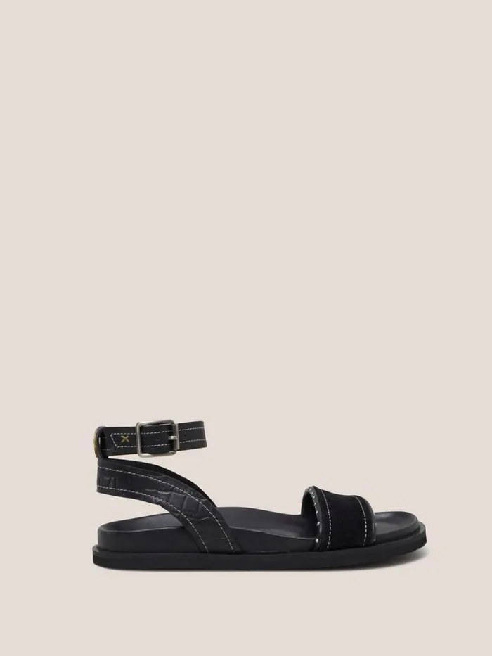 Women SANDALS White Stuff Pinstud Leather Sandal Pure Black
