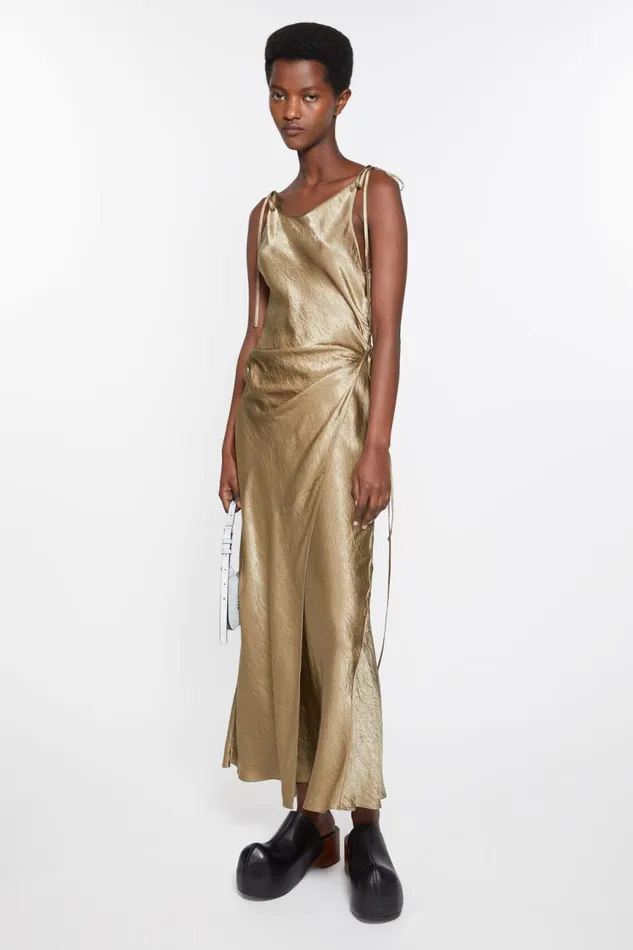 Women Satin Dress Old Green Acne Studios Dresses