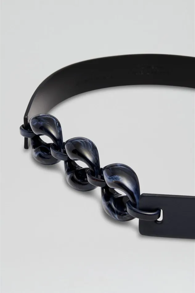 Women Scanlan Theodore Belts RESIN CHUNKY TRIM BELT 25 Navy Women Scanlan Theodore Belts RESIN CHUNKY TRIM BELT 25 Navy