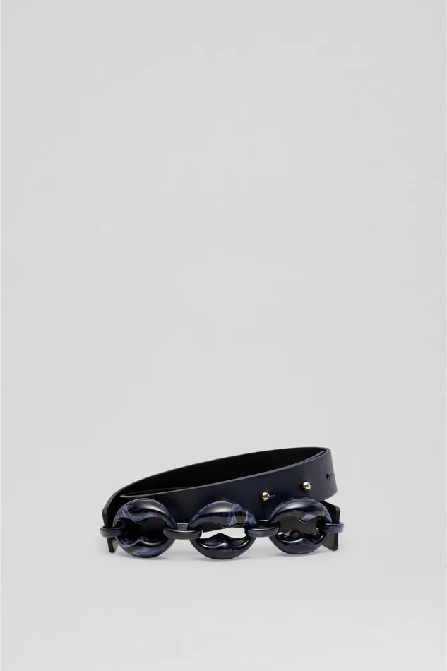 Women Scanlan Theodore Belts RESIN CHUNKY TRIM BELT 25 Navy Women Scanlan Theodore Belts RESIN CHUNKY TRIM BELT 25 Navy