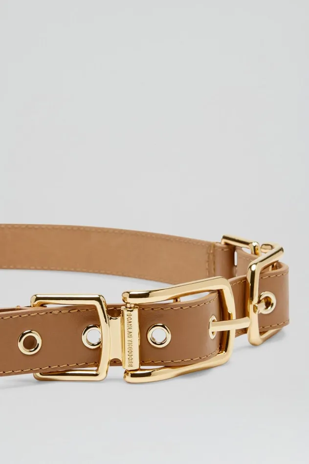 Women Scanlan Theodore Belts TWIN SADDLE BUCKLE BELT 25 Camel