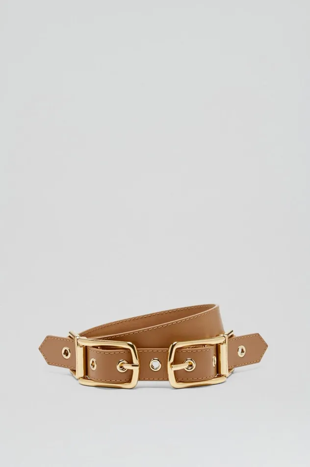 Women Scanlan Theodore Belts TWIN SADDLE BUCKLE BELT 25 Camel Women Scanlan Theodore Belts TWIN SADDLE BUCKLE BELT 25 Camel