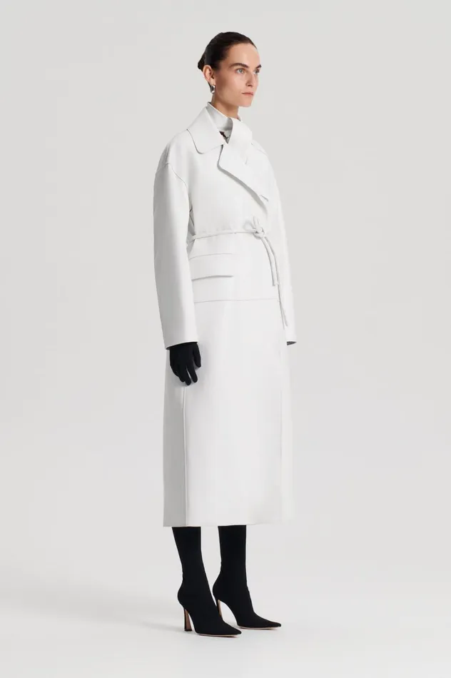 Women Scanlan Theodore Coats LEATHER BONDED TRENCH White Women Scanlan Theodore Coats LEATHER BONDED TRENCH White