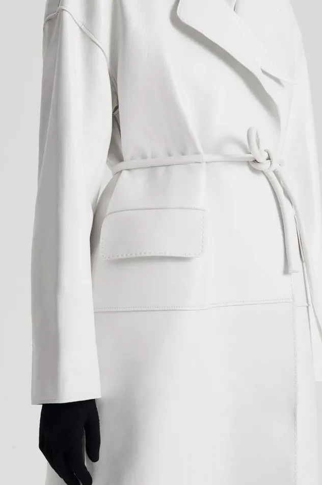 Women Scanlan Theodore Coats LEATHER BONDED TRENCH White Women Scanlan Theodore Coats LEATHER BONDED TRENCH White