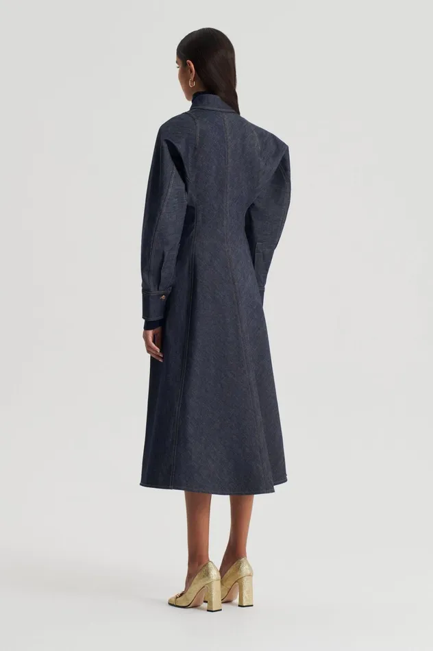 Women Scanlan Theodore Denim DENIM COCOON SLEEVE MIDI DRESS Indigo B Women Scanlan Theodore Denim DENIM COCOON SLEEVE MIDI DRESS Indigo B