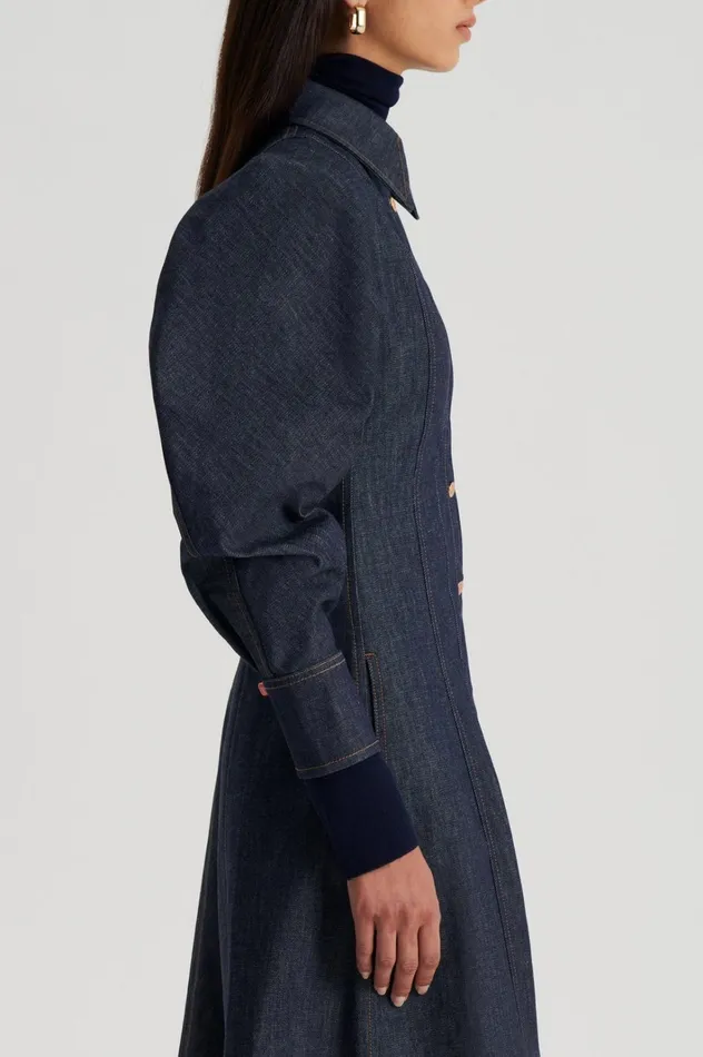 Women Scanlan Theodore Denim DENIM COCOON SLEEVE MIDI DRESS Indigo B Women Scanlan Theodore Denim DENIM COCOON SLEEVE MIDI DRESS Indigo B