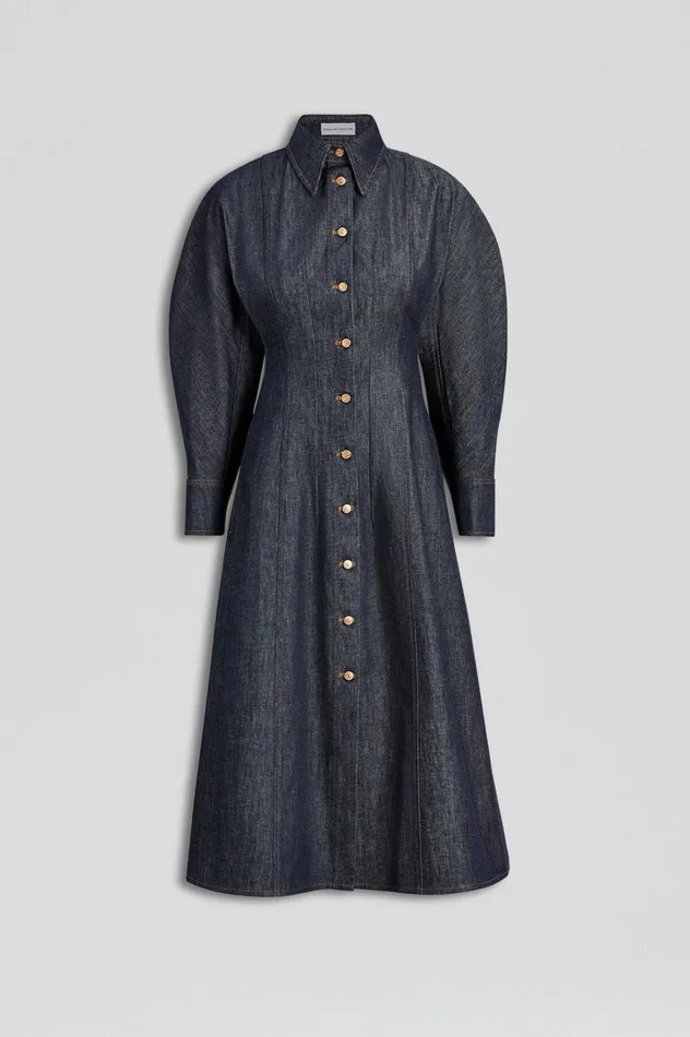 Women Scanlan Theodore Denim DENIM COCOON SLEEVE MIDI DRESS Indigo B Women Scanlan Theodore Denim DENIM COCOON SLEEVE MIDI DRESS Indigo B