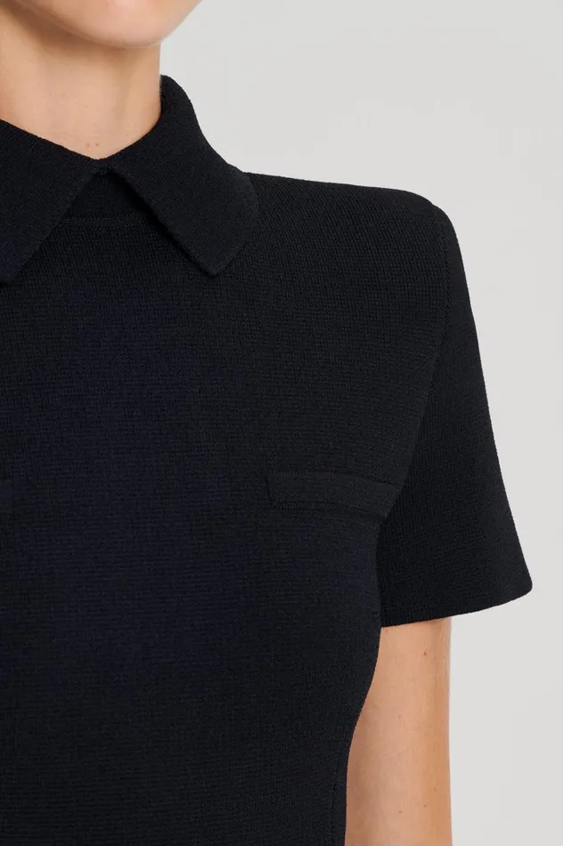 Women Scanlan Theodore Dresses CREPE KNIT COLLAR DRESS Black Women Scanlan Theodore Dresses CREPE KNIT COLLAR DRESS Black