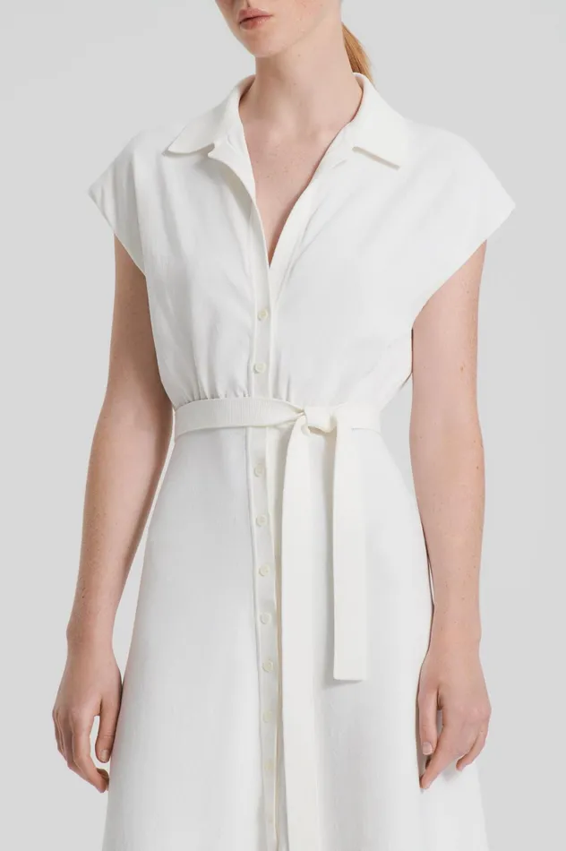 Women Scanlan Theodore Dresses CREPE KNIT SHIRT DRESS Cream