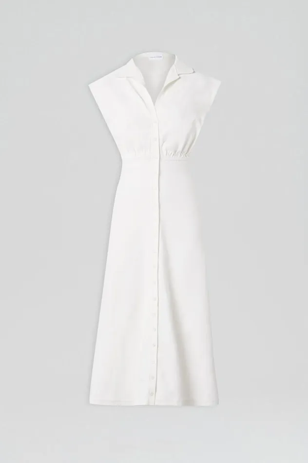 Women Scanlan Theodore Dresses CREPE KNIT SHIRT DRESS Cream