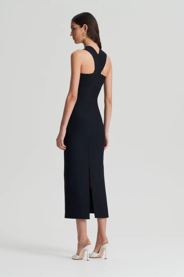 Women Scanlan Theodore Dresses CREPE KNIT STRAPPING DRESS Black Women Scanlan Theodore Dresses CREPE KNIT STRAPPING DRESS Black