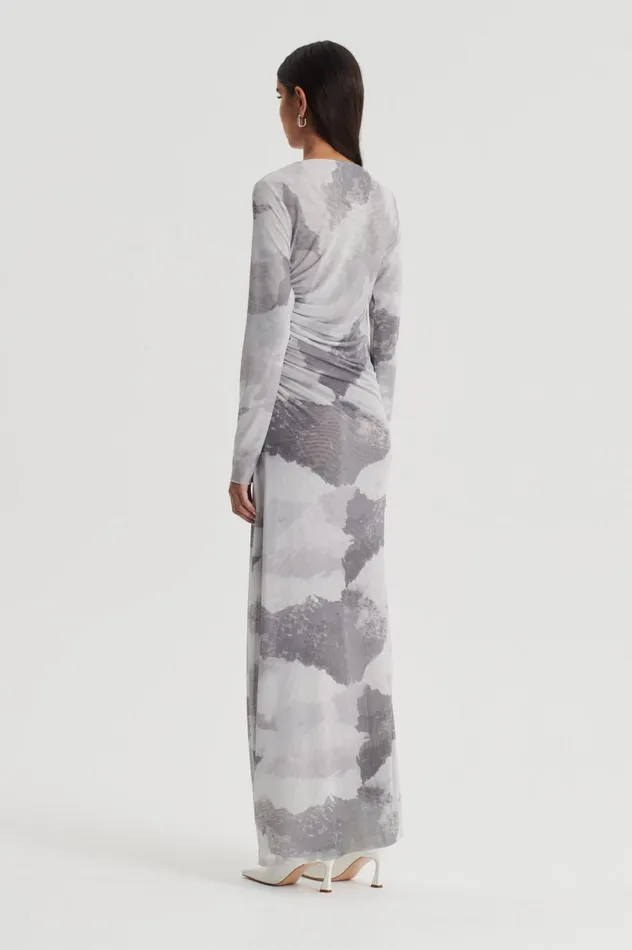 Women Scanlan Theodore Dresses MESH CLOUD PRINT DRESS Grey Women Scanlan Theodore Dresses MESH CLOUD PRINT DRESS Grey