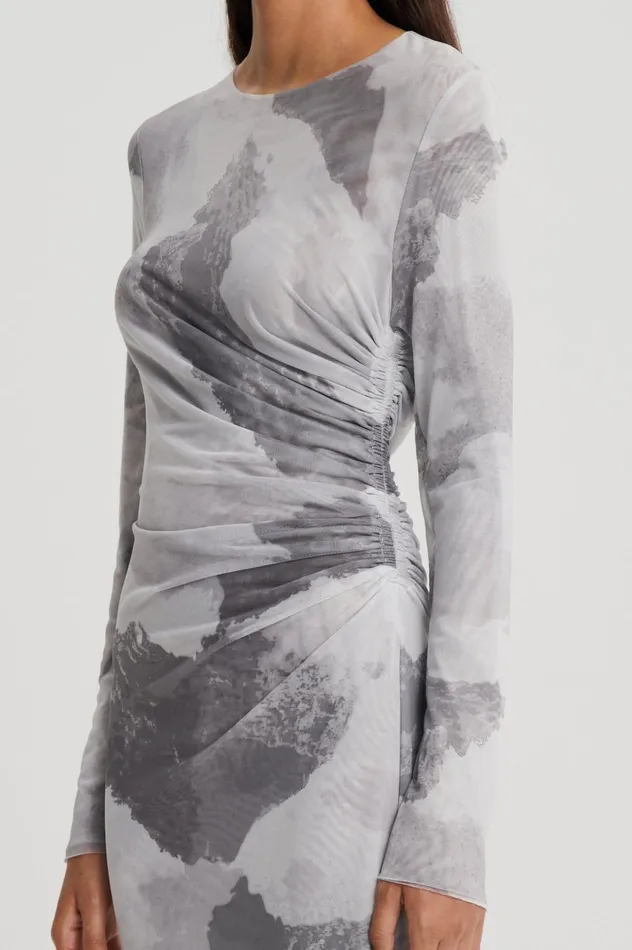 Women Scanlan Theodore Dresses MESH CLOUD PRINT DRESS Grey Women Scanlan Theodore Dresses MESH CLOUD PRINT DRESS Grey