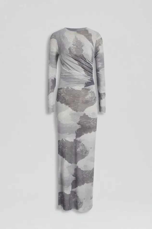 Women Scanlan Theodore Dresses MESH CLOUD PRINT DRESS Grey Women Scanlan Theodore Dresses MESH CLOUD PRINT DRESS Grey