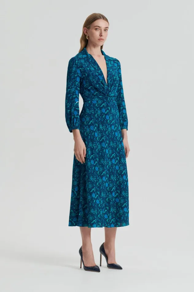 Women Scanlan Theodore Dresses SILK BOTANICAL DRESS Navy Women Scanlan Theodore Dresses SILK BOTANICAL DRESS Navy