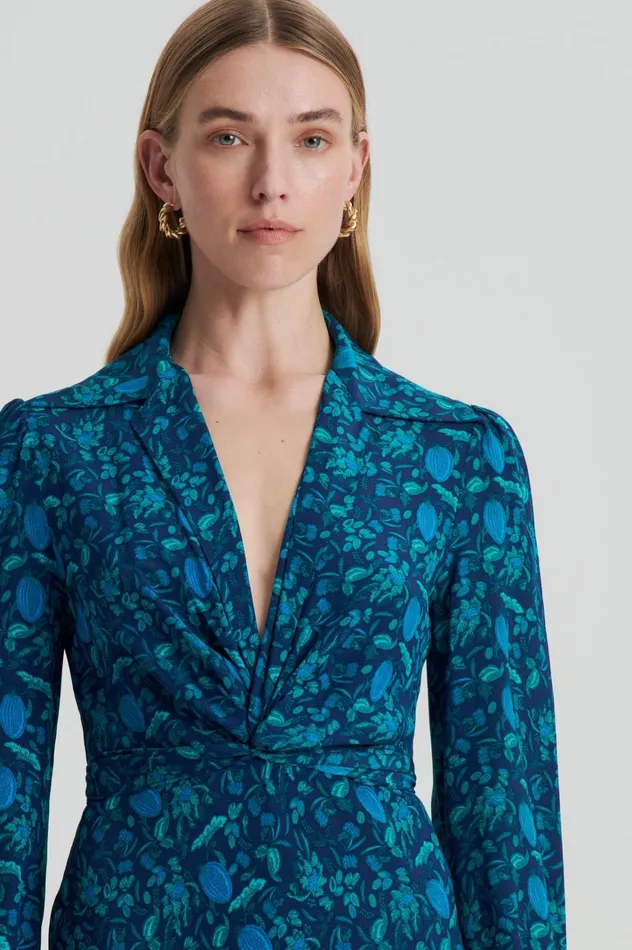 Women Scanlan Theodore Dresses SILK BOTANICAL DRESS Navy Women Scanlan Theodore Dresses SILK BOTANICAL DRESS Navy