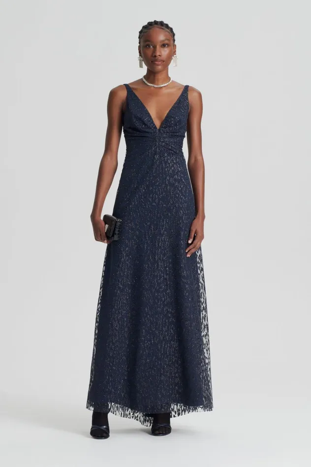 Women Scanlan Theodore Dresses TINSEL PRINT GOWN Navy