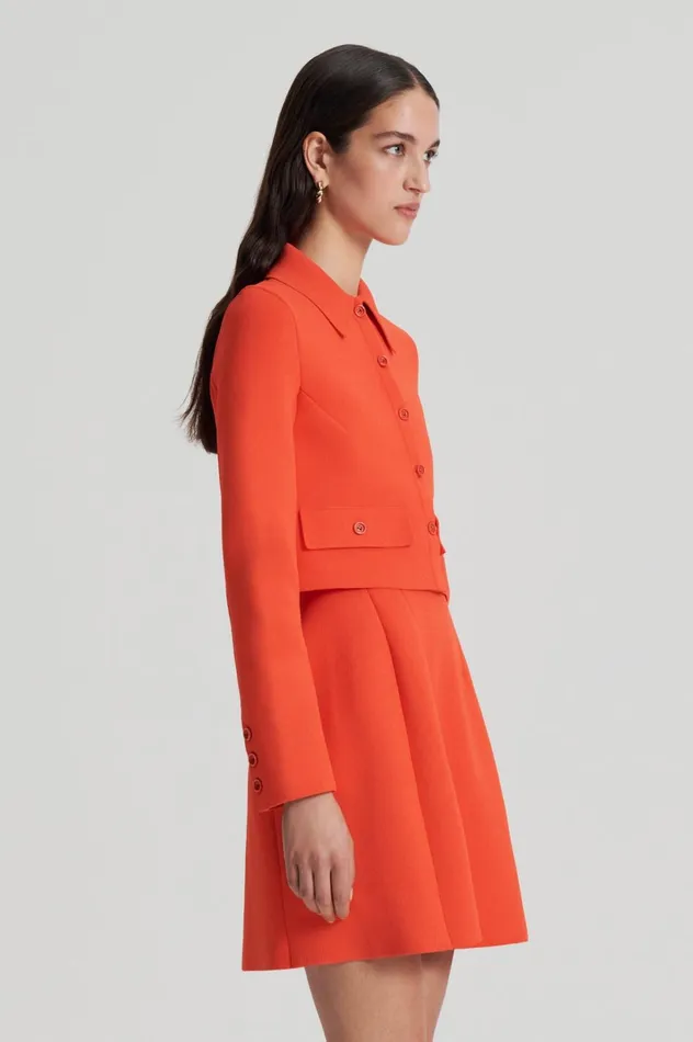 Women Scanlan Theodore Jackets CREPE KNIT CROP BUTTON JACKET Crayon Women Scanlan Theodore Jackets CREPE KNIT CROP BUTTON JACKET Crayon