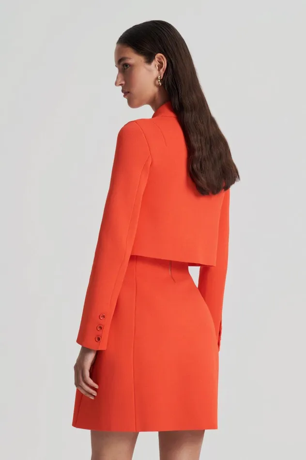 Women Scanlan Theodore Jackets CREPE KNIT CROP BUTTON JACKET Crayon Women Scanlan Theodore Jackets CREPE KNIT CROP BUTTON JACKET Crayon
