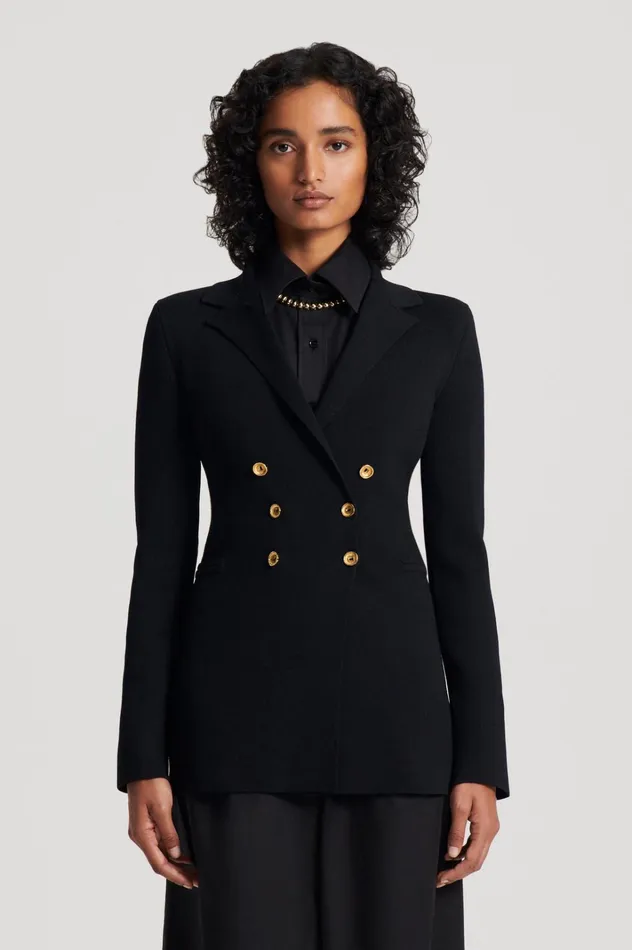 Women Scanlan Theodore Jackets CREPE KNIT GOLD BUTTON JACKET Black Women Scanlan Theodore Jackets CREPE KNIT GOLD BUTTON JACKET Black
